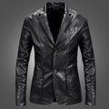 Slim Handsome Spring Leather Jacket Small Suit Men