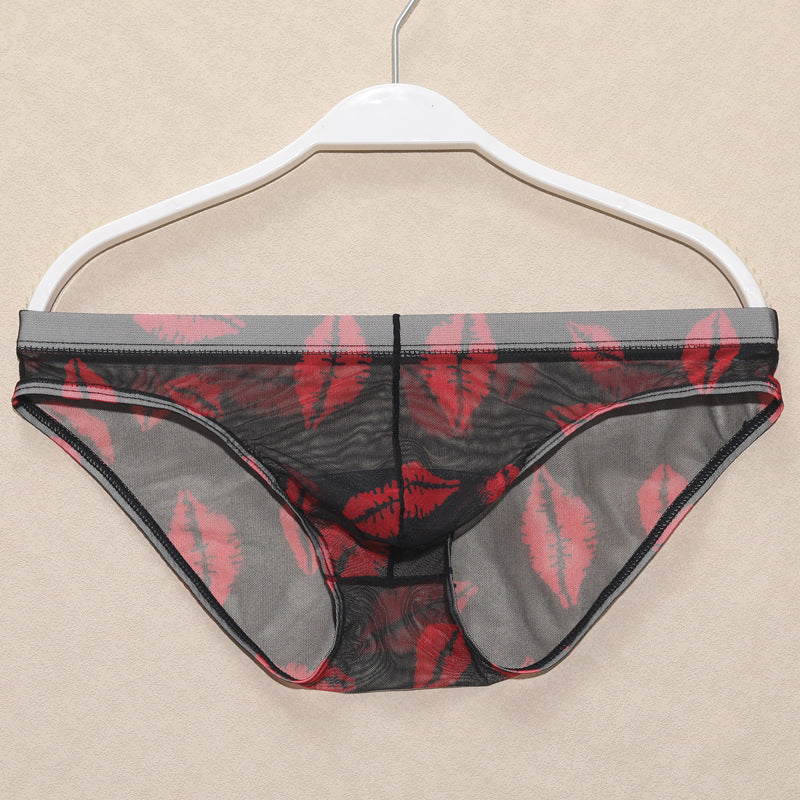 Men's Mesh Breathable Low Waist Printed Briefs