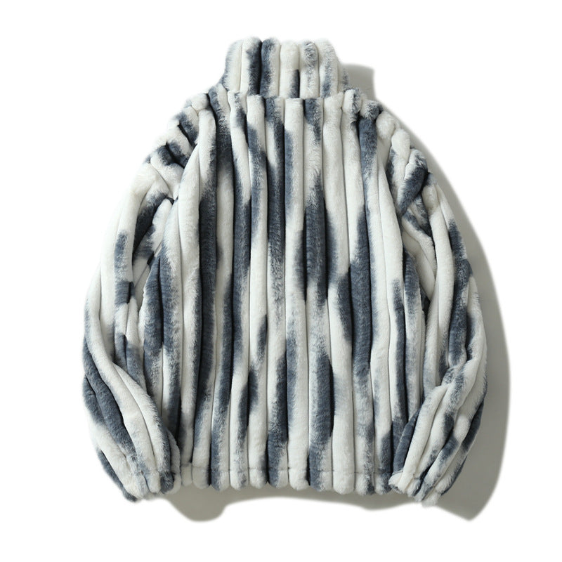 Men's Casual Simple Tie-dye Lamb Plush Jacket