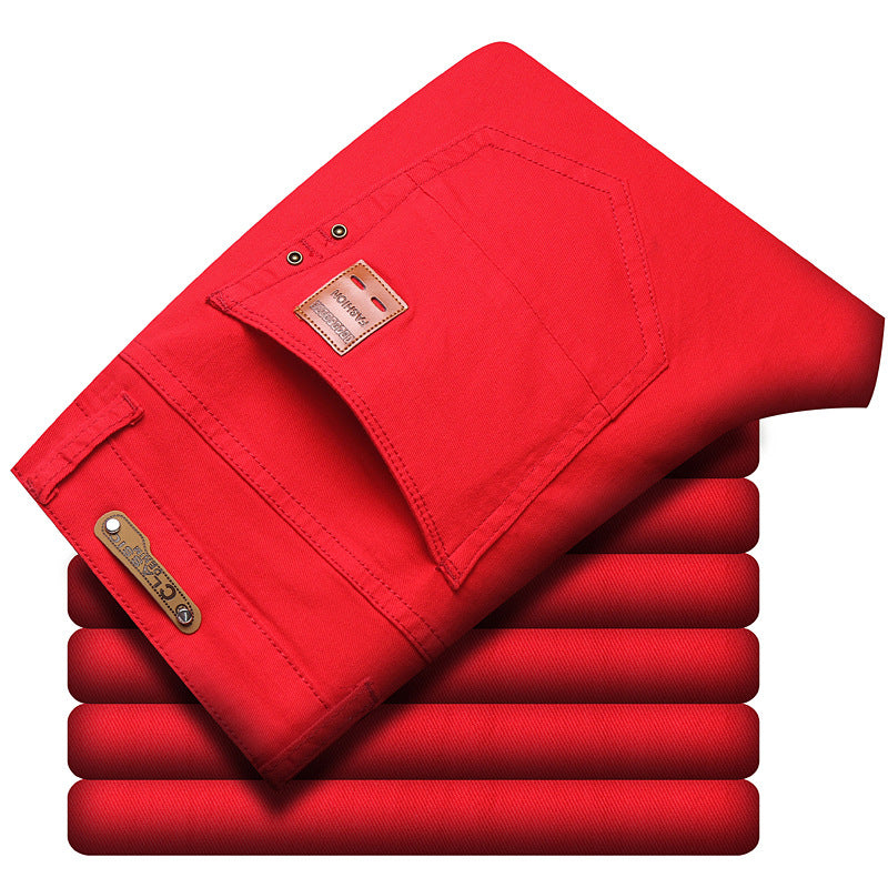 Casual Men's Slim Straight Stretch Colored Trousers