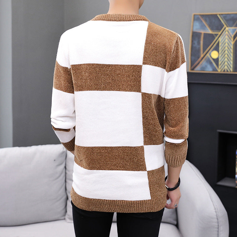 Sweater Men's Round Neck Sweater Korean Style Slim Trend To Keep Warm