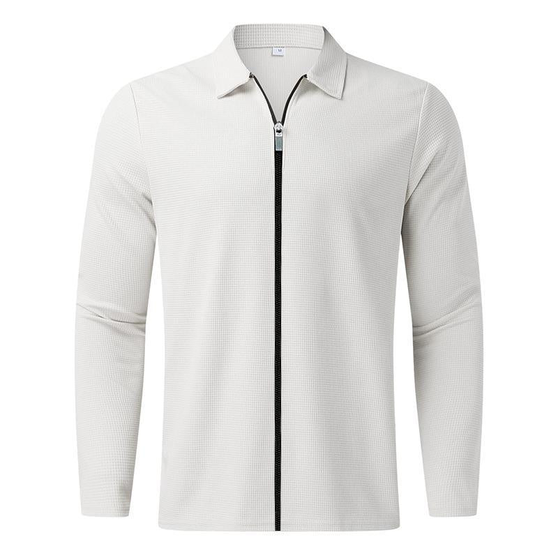 Men's Waffle Style Zipped Lapel Jacket