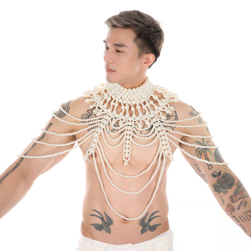 Men's Sexy Hand-knitted Multi-layer Pearl Palace Style Vest