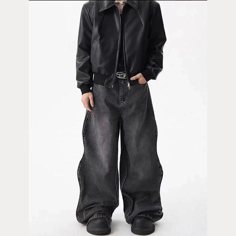 Retro Wide Leg Straight Jeans Loose High Waist Trousers