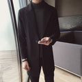 Men's korean mid-length woolen trench coat