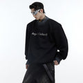 Worn Out Spray Painted Shoulder Padded Round Neck Hoodie