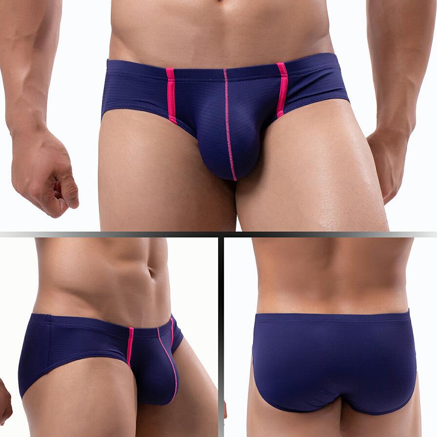 Japanese, Korean, European And American Men's Low Waist Ice Silk Nylon Sexy Mesh Breathable Briefs