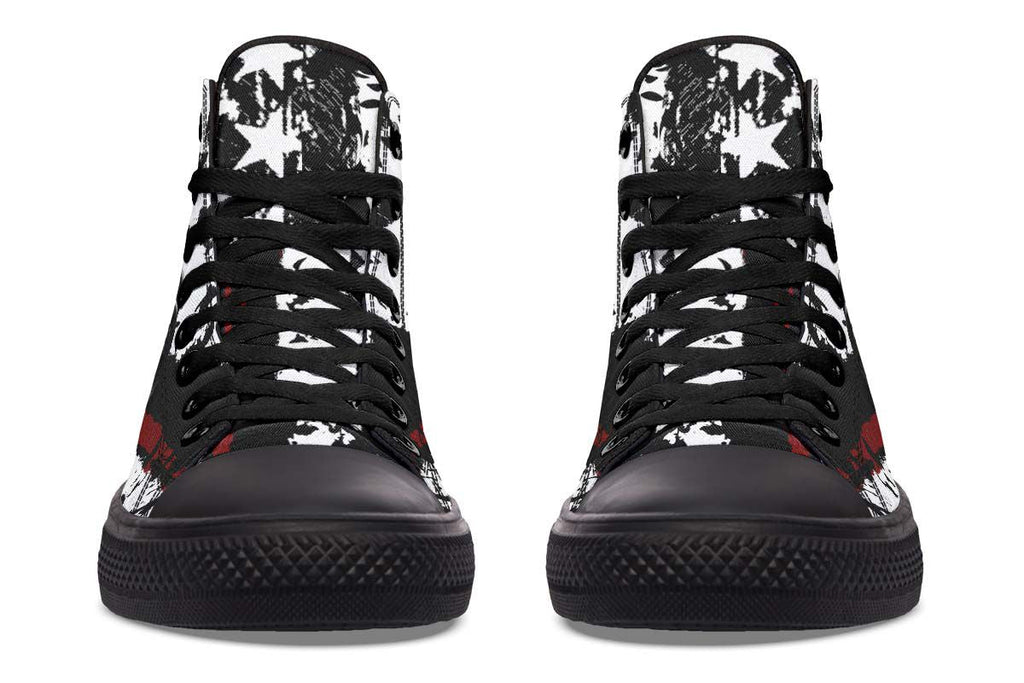Men's And Women's Fashion Color Printing High-top Canvas Shoes