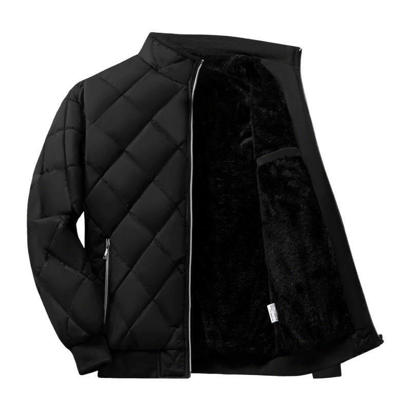 Stand Collar Men's Dad Trendy Warm-keeping Cotton Cotton-padded Jacket Bread Coat