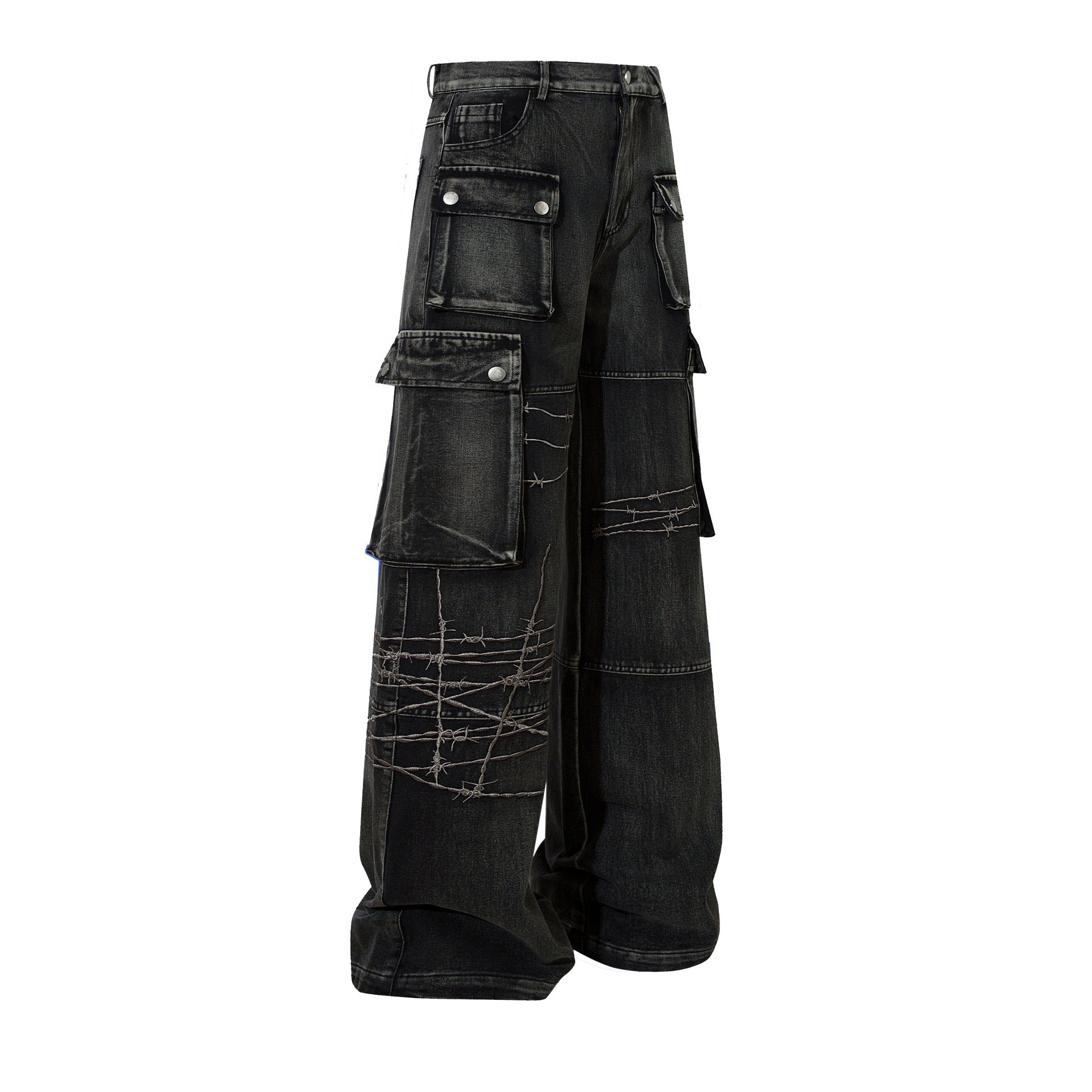 Men's Embroidery Loose-fitting Wide-leg Trousers