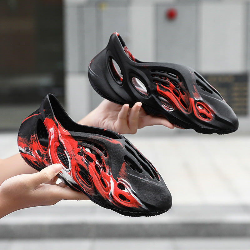 Men's Sandals Korean Camouflage Coconut Hole Shoes Baotou Hollow Large Size Beach Sandals