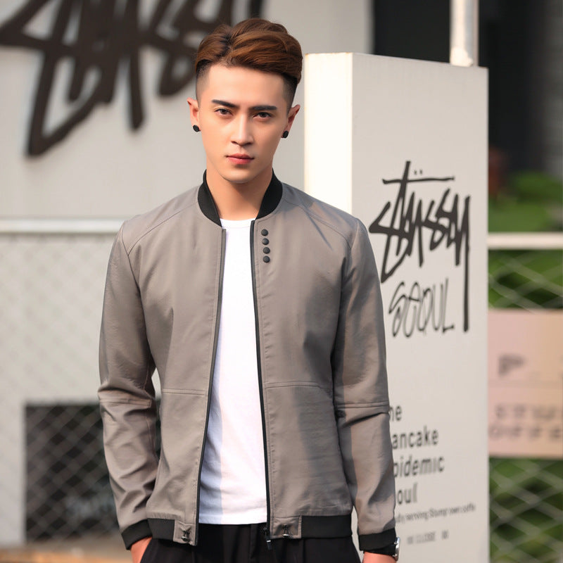 New Style Men's Coat Jacket Men's Stand-up Collar Thin Section Trendy Men's Large Size Jacket