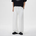 Bamboo Textured Curved Knife Casual Pants With Drape And Floor-sweeping Style