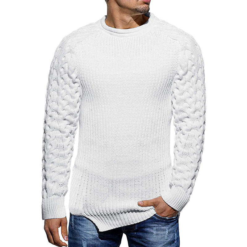 Sweater Men's Solid Color Round Neck Long-sleeved Knitted Top