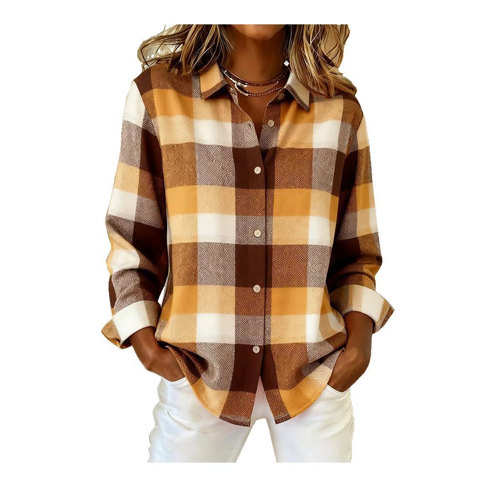 Women's Casual Contrast Retro Plaid Sweater