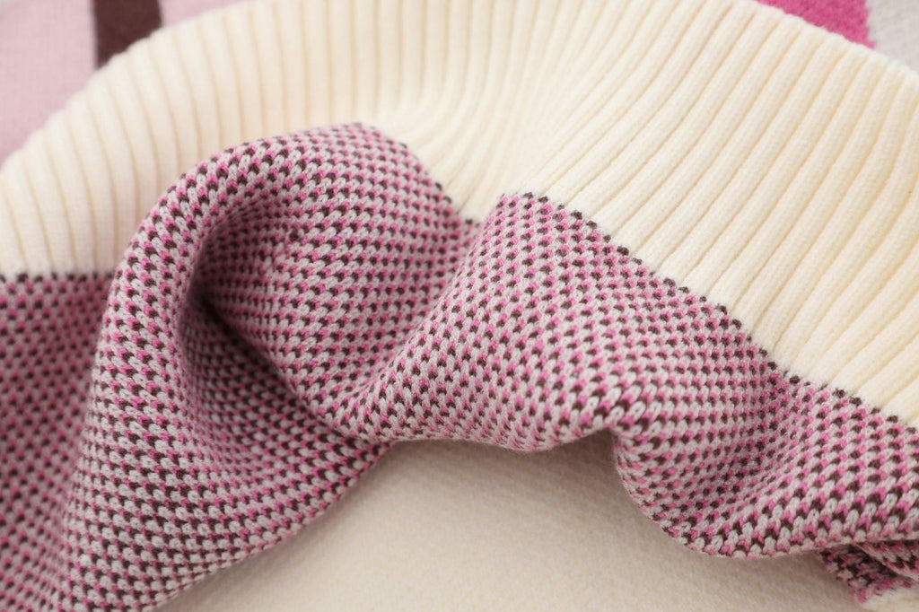 Loose Color Matching Jacquard Round Neck Knitted Sweater