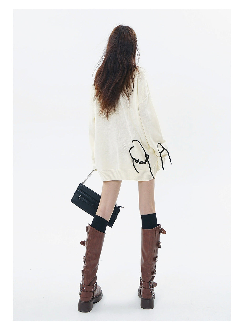 Love Embroidered Western Style Embroidered Round Neck Sweater