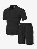 Men's Casual Button Solid Color Short Sleeve Suit
