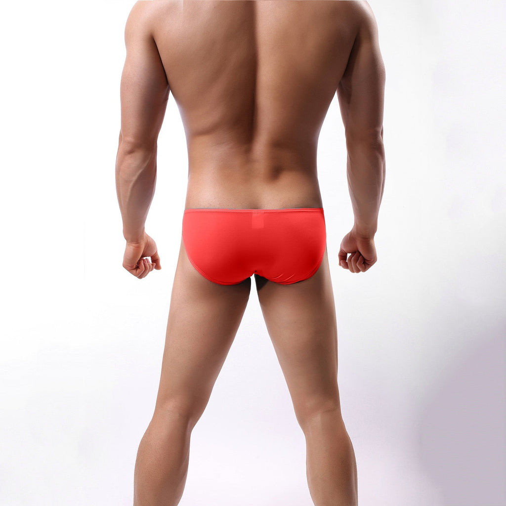 Men's Ice Silk Underwear U Convex Color Matching Briefs