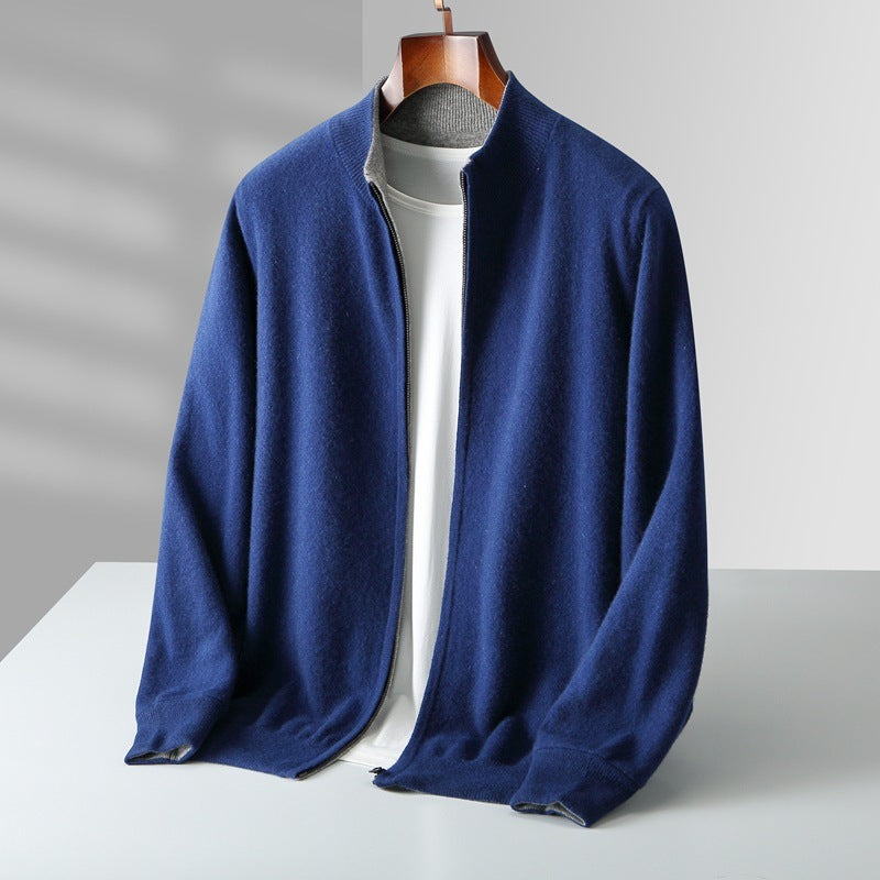 Autumn And Winter Double-sided Thickened Zipper Wool Cardigan coat