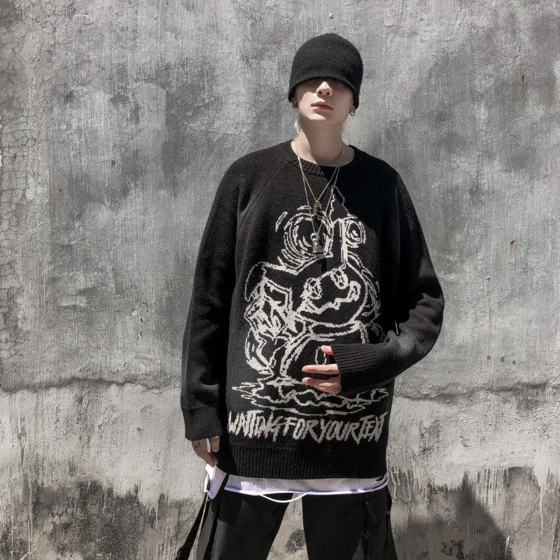 Autumn And Winter Thick Embroidered Hip-hop Long-sleeved Couple Sweater