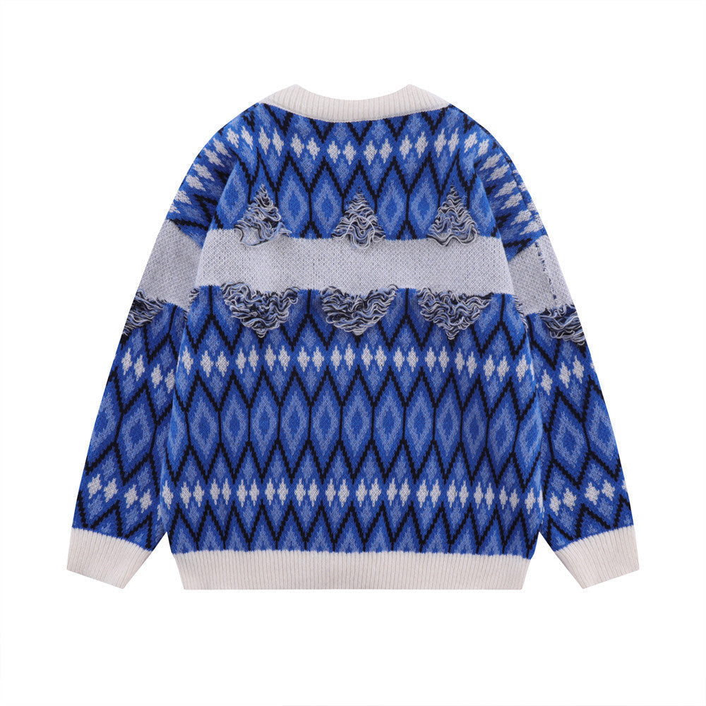 European And American Trend Niche Loose V-neck Sweater Jacket