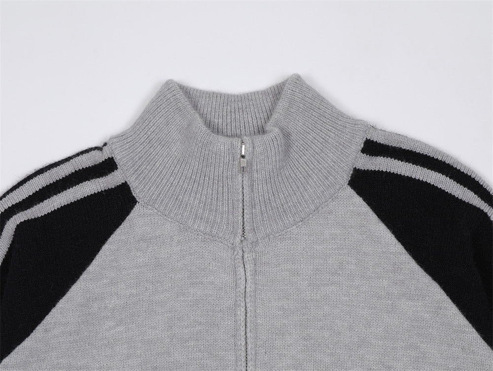 European And American Street Trendy Color Contrast Patchwork Long Sleeve Men's Loose High Street Sweater