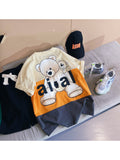 Children's Hip Hop Loose Contrast Color Cartoon Print Half Sleeve Top