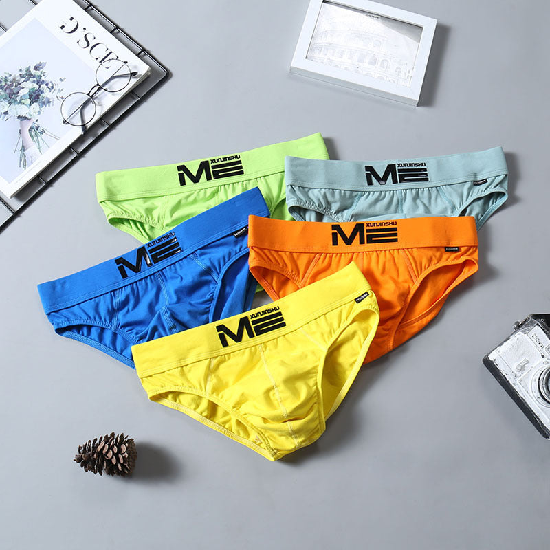 Pure Cotton Men's Underwear Sexy Youth Breathable 3D Embossed Briefs Personality Trendy Men's Cotton Shorts