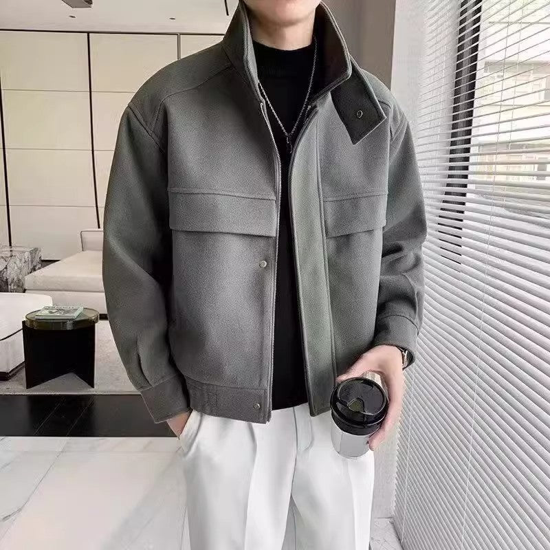 New Fashion Brand Korean Style Ruffle Handsome Stylish Short Sense Woolen Jacket
