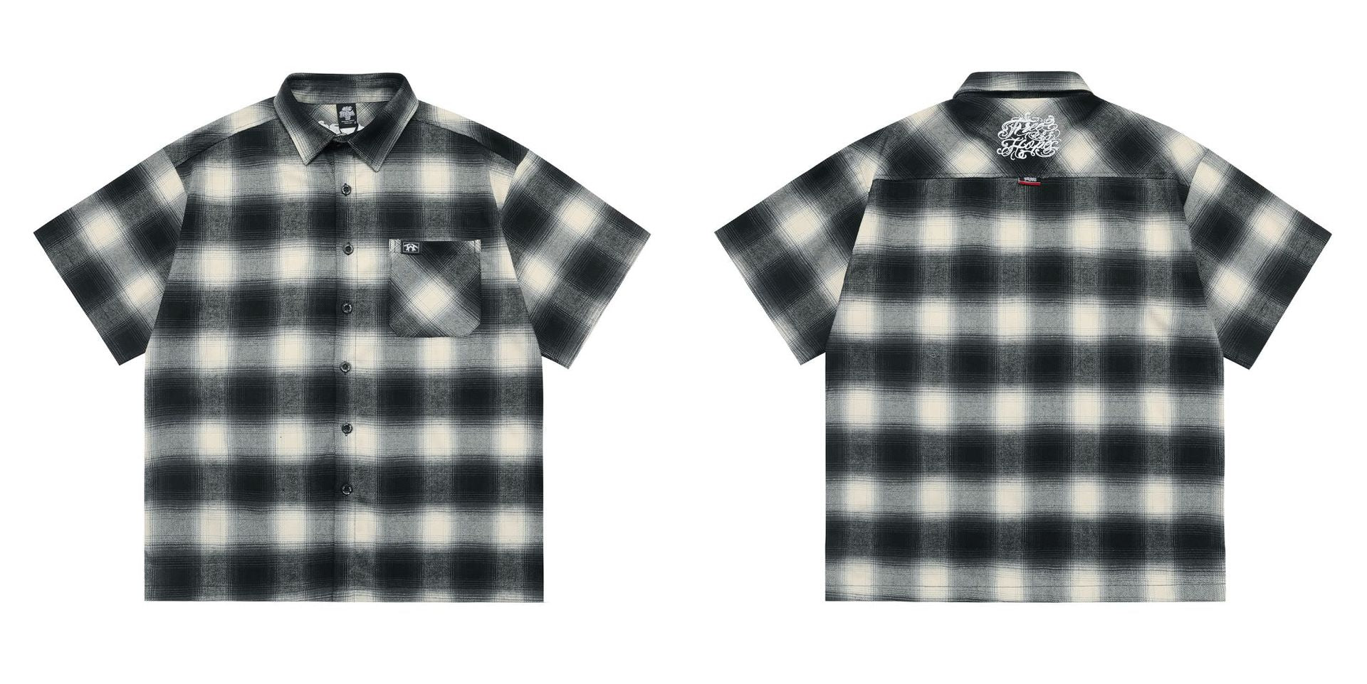 Large Plaid Classic Pocket Half Sleeve Cardigan Short Sleeve Shirt