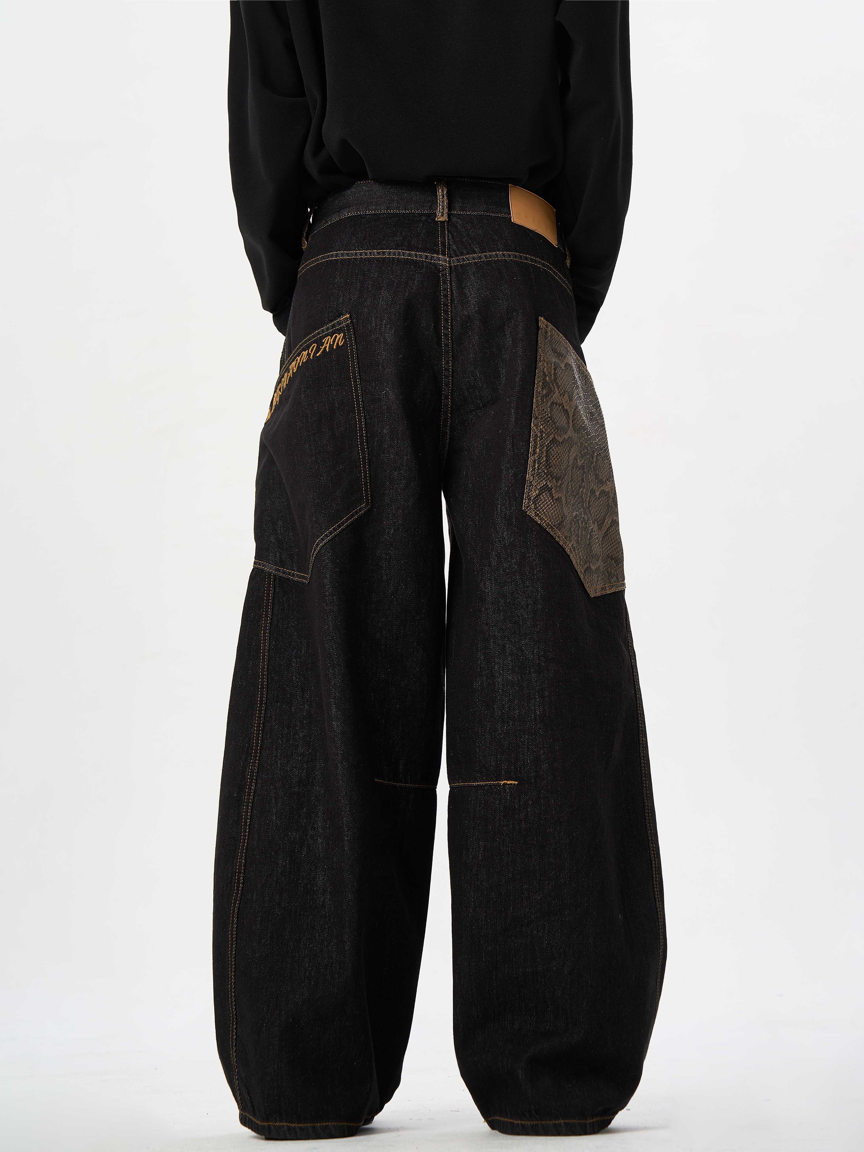 Black Jeans With Wide Legs For Men And Women