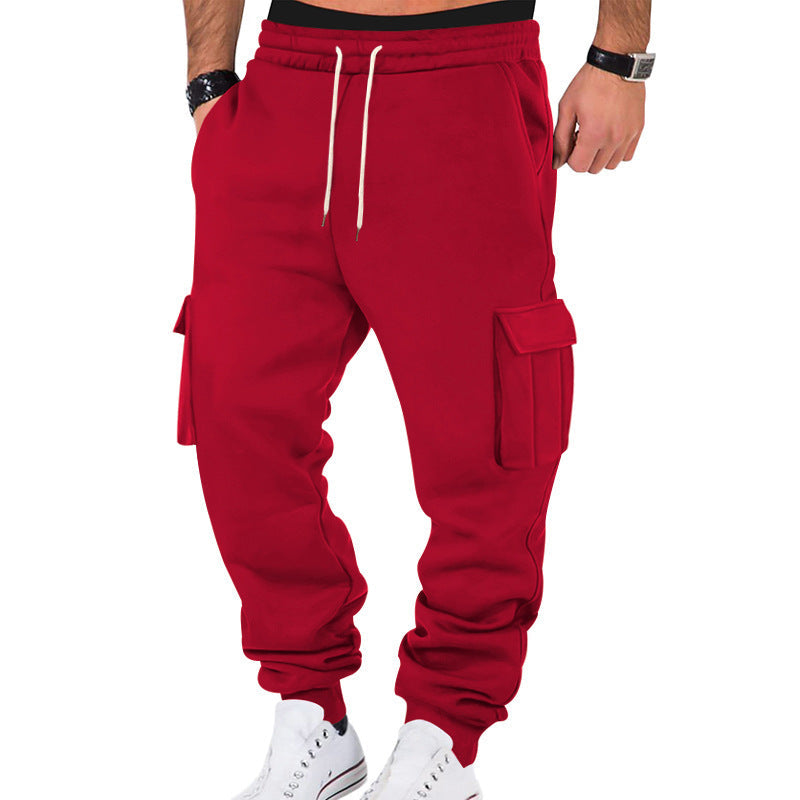 American Autumn And Winter Fleece Men's Casual Cargo Pants