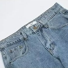American Street Hip Hop Style Multi-pocket Workwear Jeans