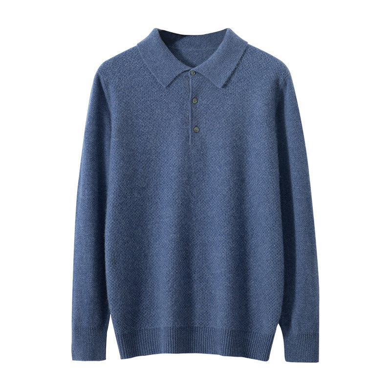 Polo Collar Men's Cashmere Shirt Collar Knitting sweater