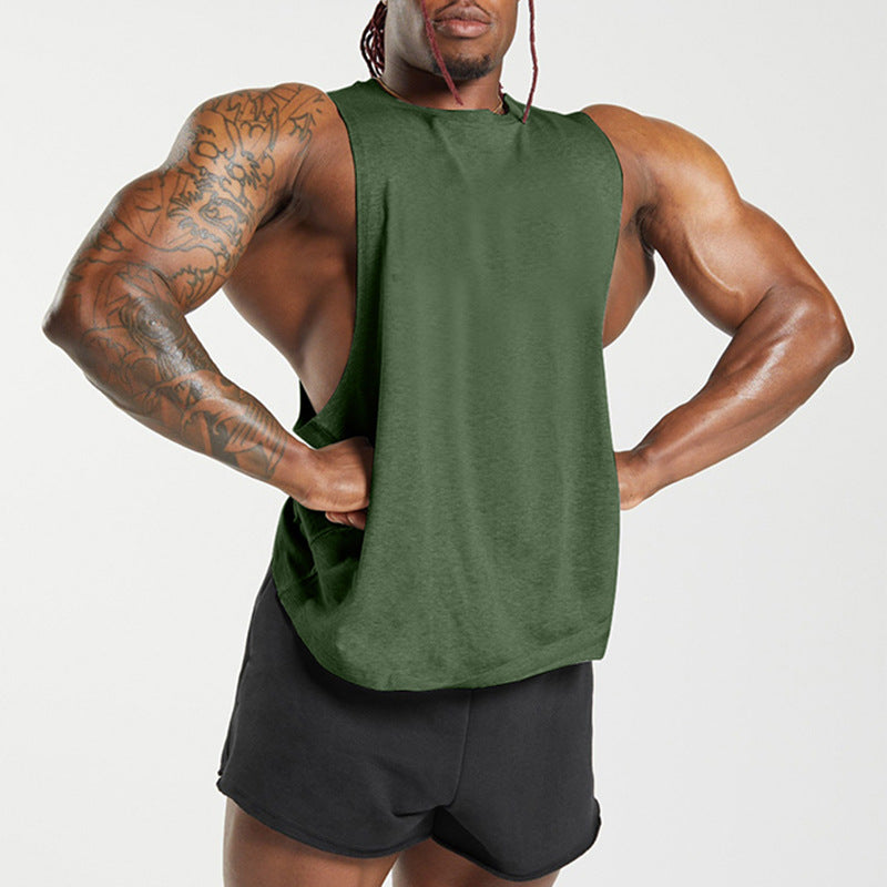 New Fitness Wide Shoulder Vest Men's Solid Color Sports Casual
