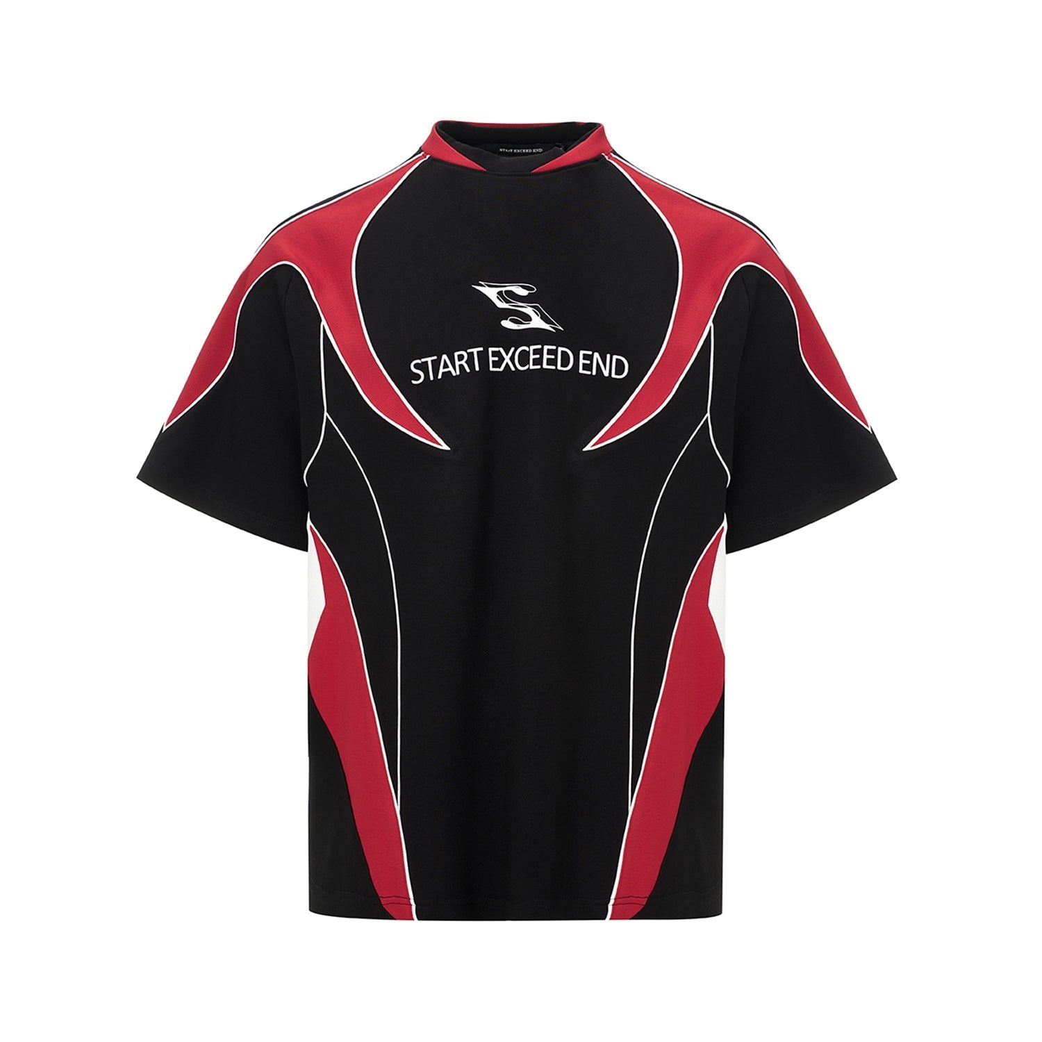 Letter Print Short-sleeve Men's Color Matching Sports Jersey T-shirt