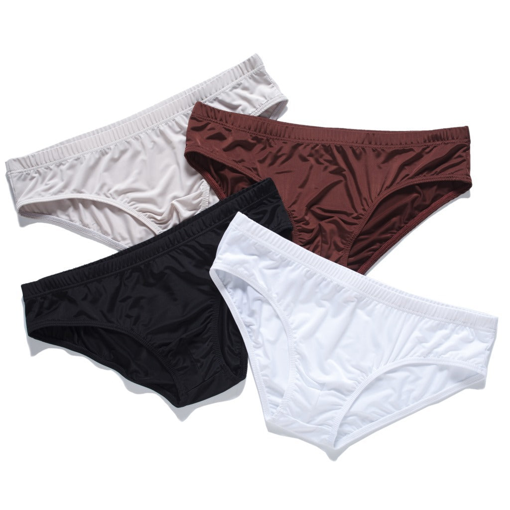 Men's Transparent Ice Silk Breathable Low Waist Briefs