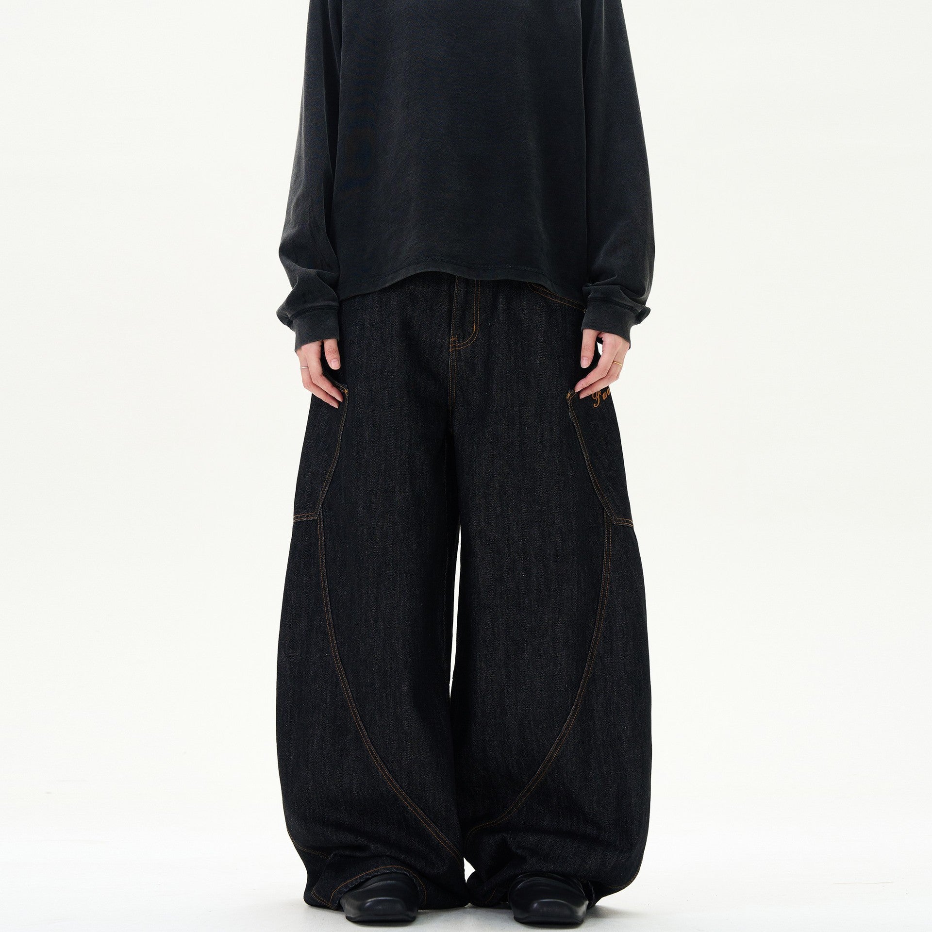 Retro Street Design Sense Silhouette Curved Knife Jeans