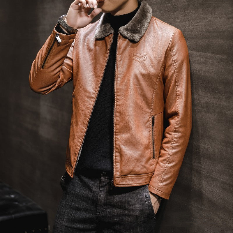 New Men's Thick And Fleece Fur Hooded Jacket