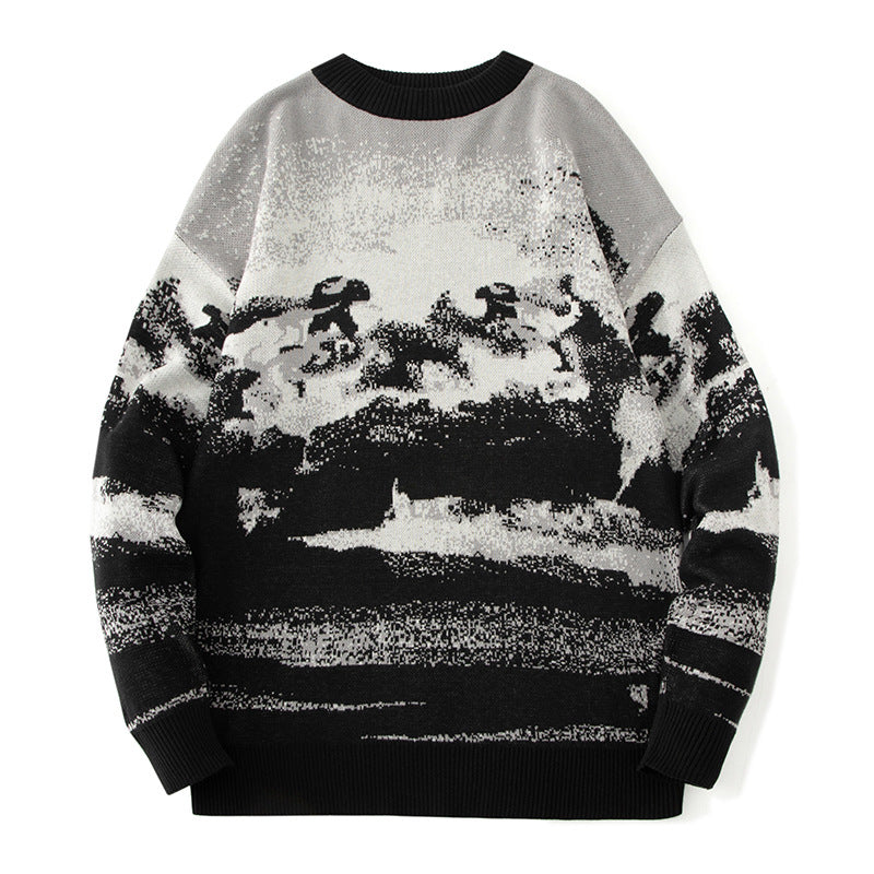 Ink Painting Sweater Pullover Sweater Loose