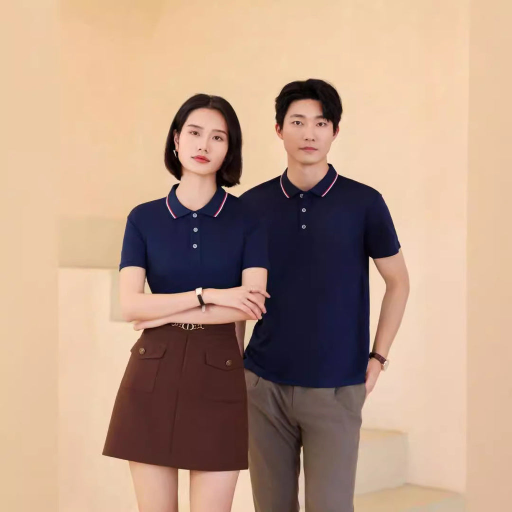 Men's And Women's Same Style Short Sleeve Work Clothes Youth Lapel T-shirt
