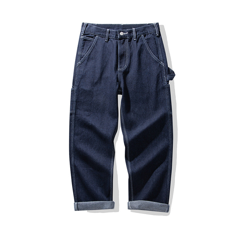 Men's Multi-pocket Striped Outdoor Primary Color Jeans