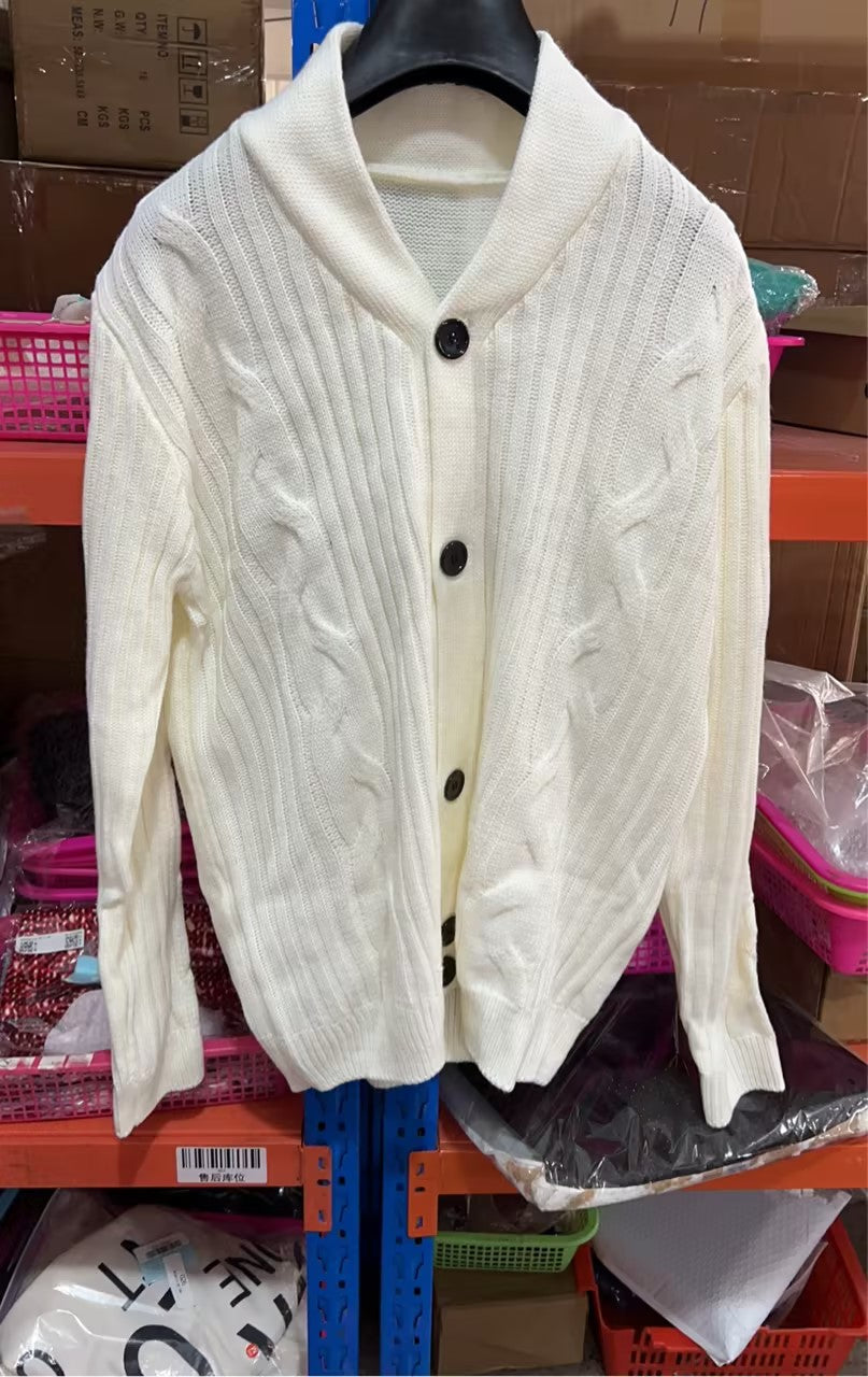 Autumn And Winter New Knitted Cardigan Men's Lapel Long Sleeve Twisted Sweater Coat