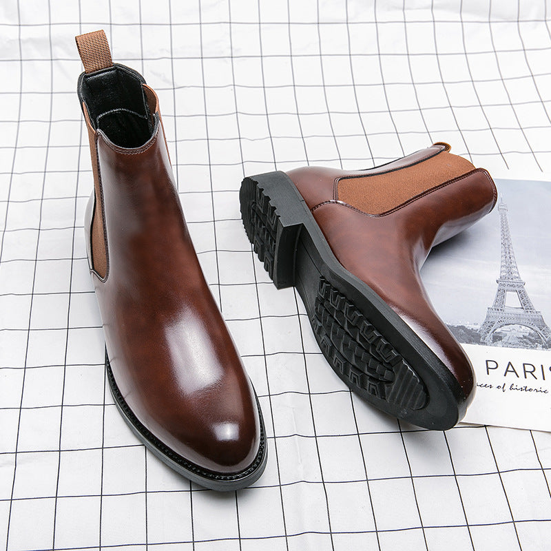 Men's Korean-style Trendy High Top Leather Shoes