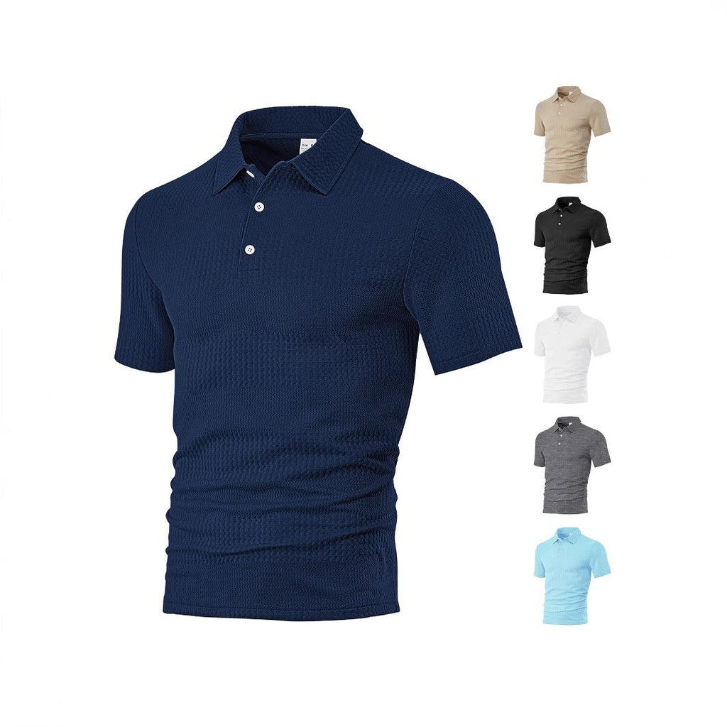 Men's Loose Casual Lapel Jacquard Short Sleeve