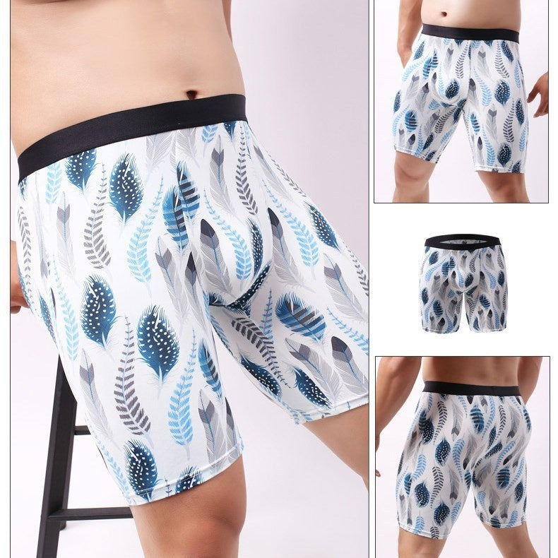 Running Men's Underwear Men's Extended Version Of Ice Silk Boxer Shorts