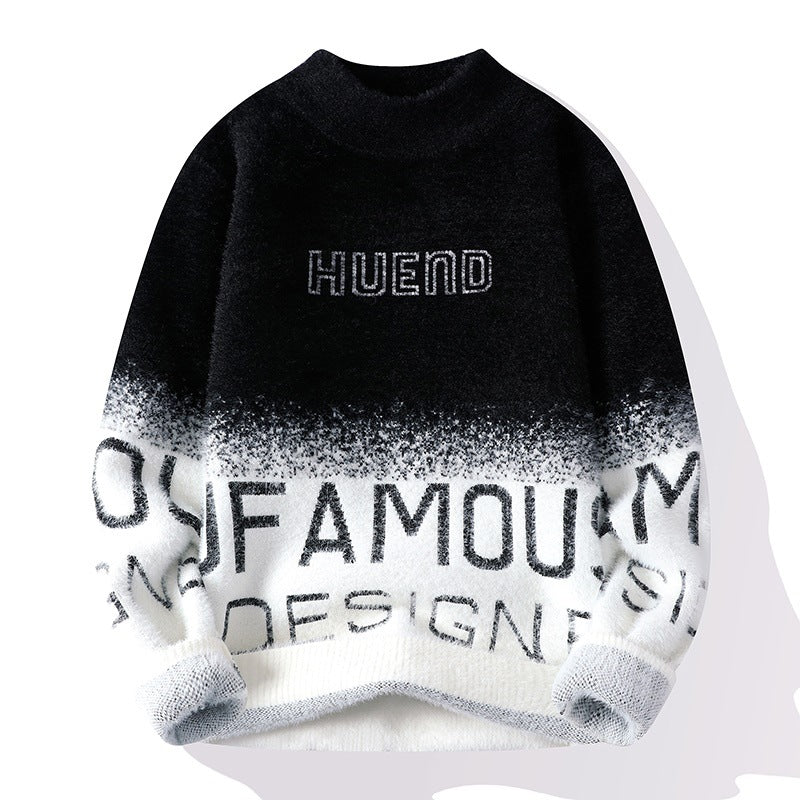 Men's Half Turtleneck With Fleece Thickened Sweater