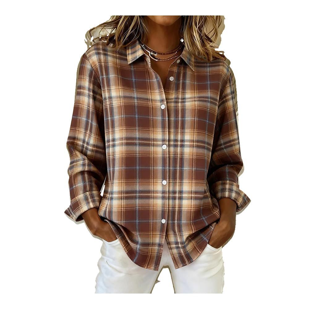 Women's Casual Contrast Retro Plaid Sweater