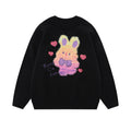 Cute Cartoon Bunny Loose Round Neck Sweater